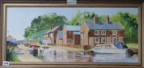 Harley Crossley, oil, Tyreley, Shropshire Union canal, 30 x 70cm